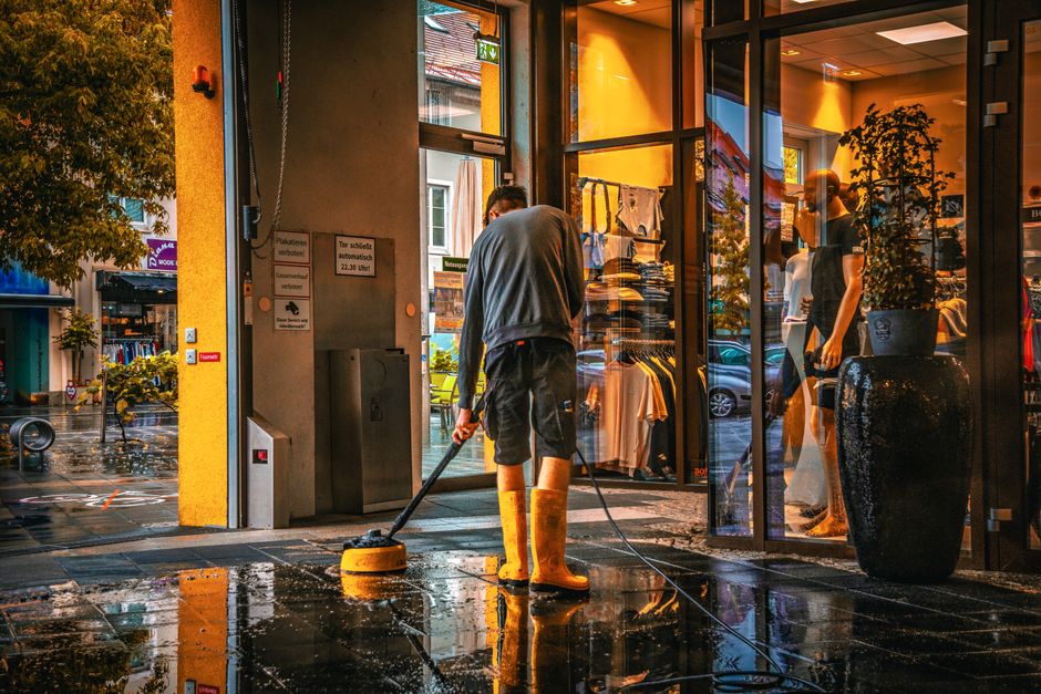 day porter for retail exterior storefront clean curb appeal