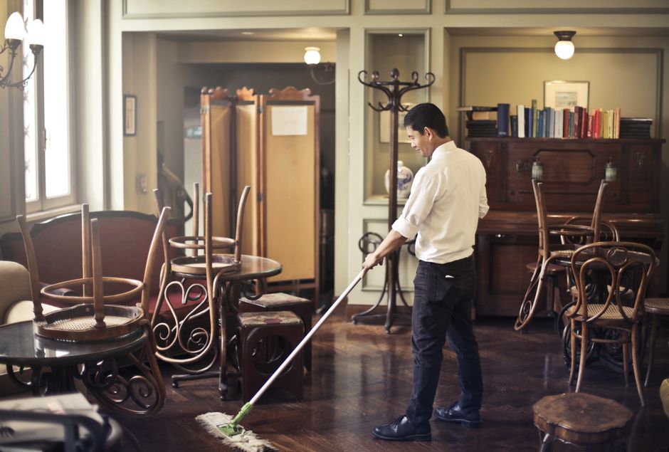 concrete mop cleaner on industrial floor - concrete mop cleaner